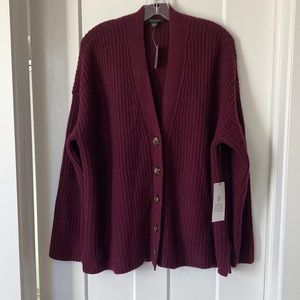 Cashmere Cardigan ,  ,size-L, burgundy V-neckline ,pet ,smoke Free house